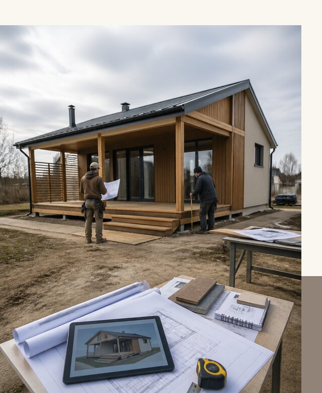 Проектирование домов 7 на 7 с террасой под ключ в Новошахтинске